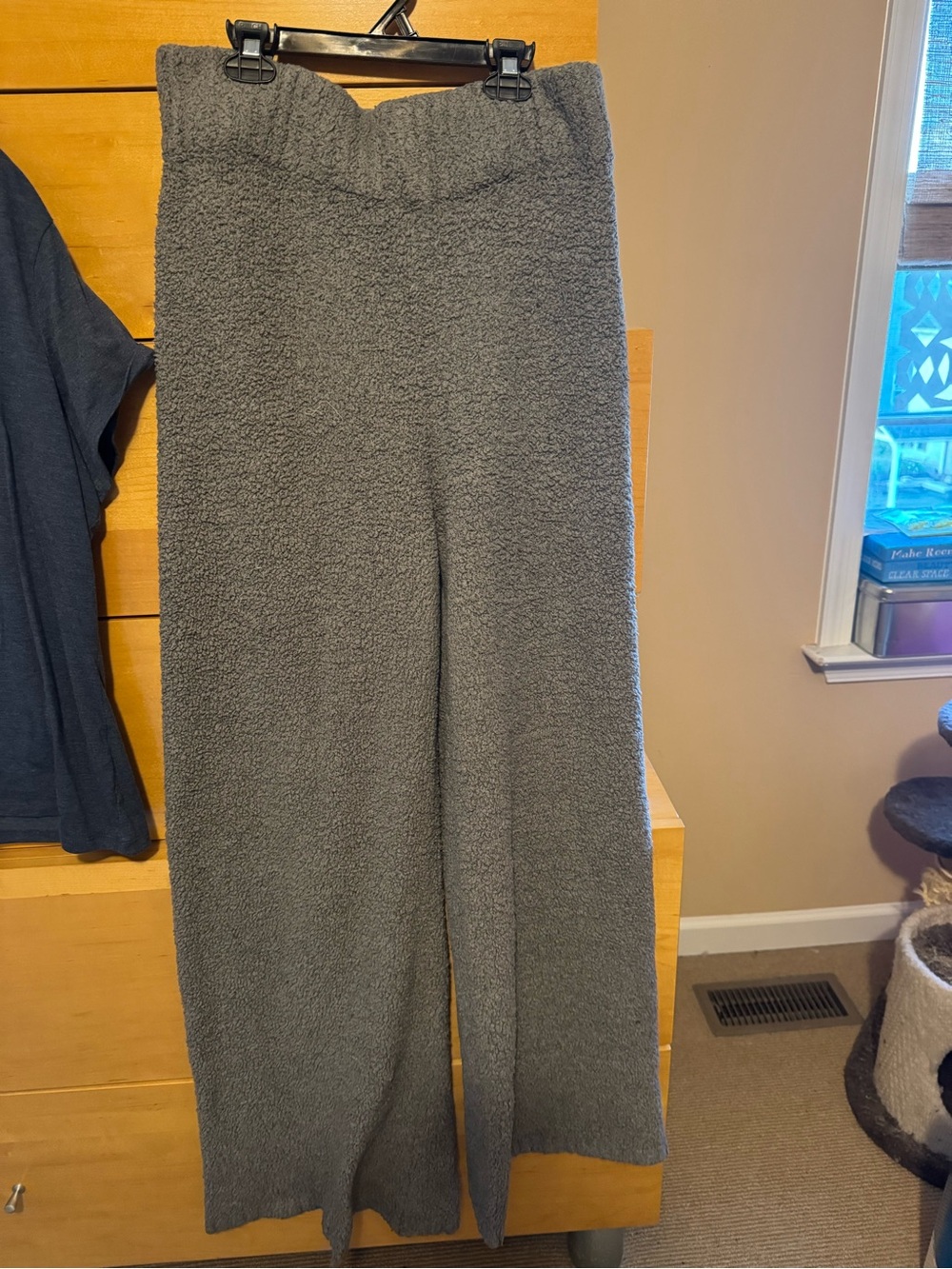 Skims L/XL Women’s Cozy Wide-Leg Knit Pants - Charcoal